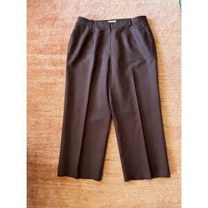 Talbots Brown Pants Women 16W Petite Lined Linen Blend Classic Fit